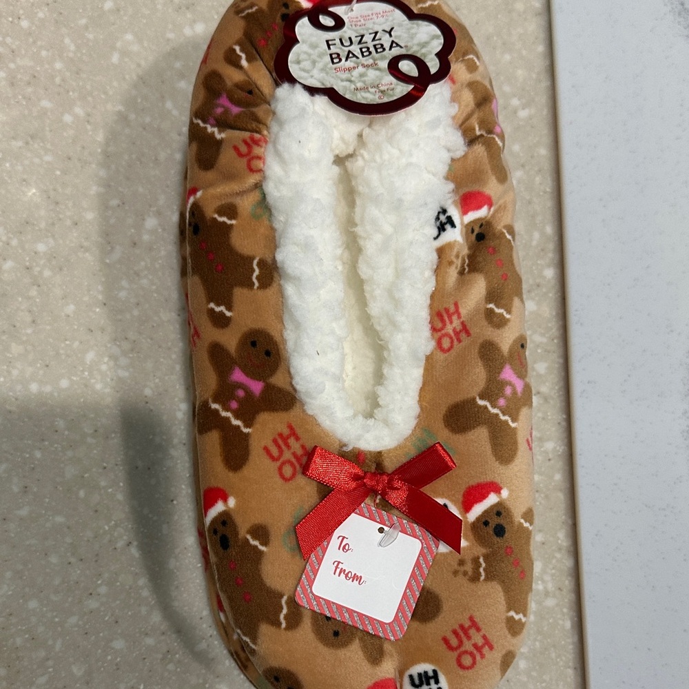 Gingerbread slippers -Brown and cream